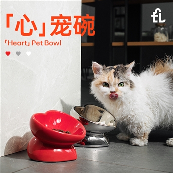 费莉宠物猫狗陶瓷心宠碗